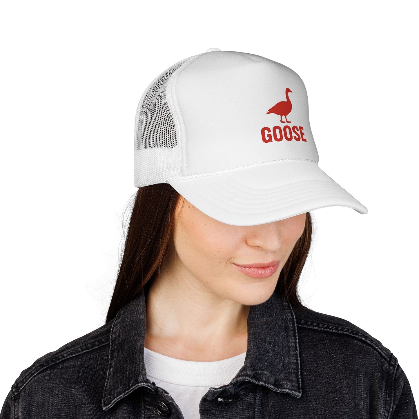 Red Goose Silhouette Trucker Cap | Embroidered Bird Logo