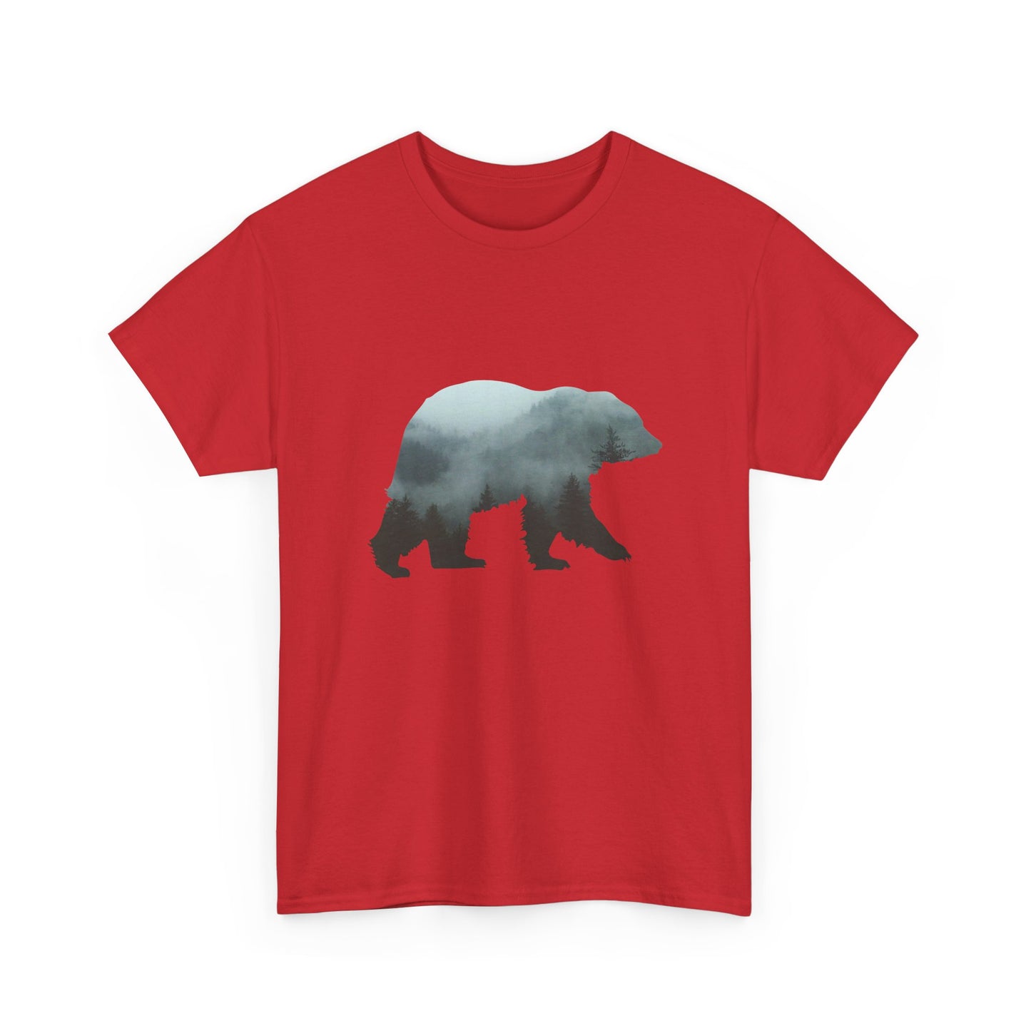 Mountain Landscape Bear Tee | Nature silhouette, forest wildlife design | Unisex Tee