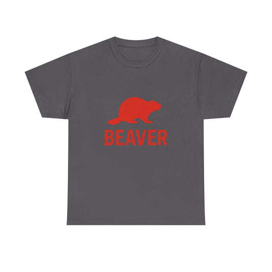 Beaver Graphic Tee — Minimal Red Beaver Silhouette Shirt
