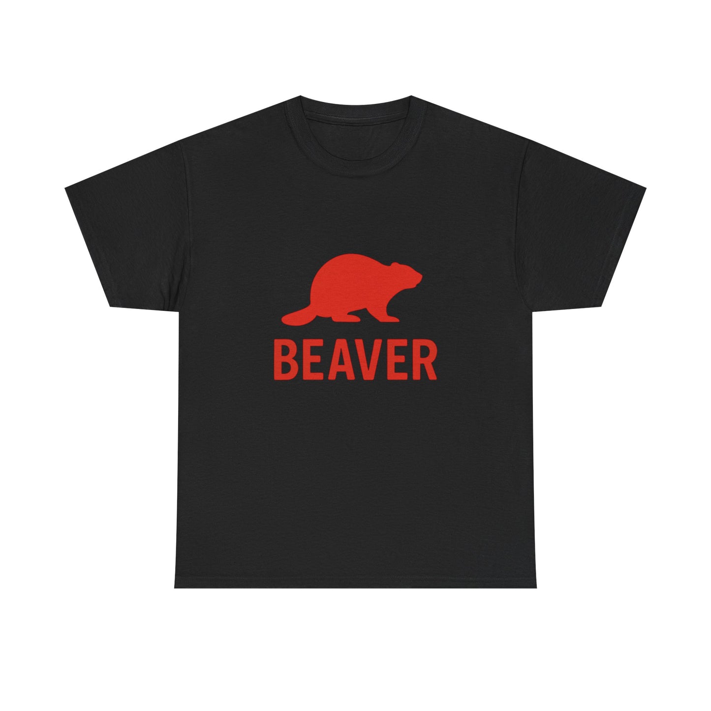Beaver Graphic Tee — Minimal Red Beaver Silhouette Shirt