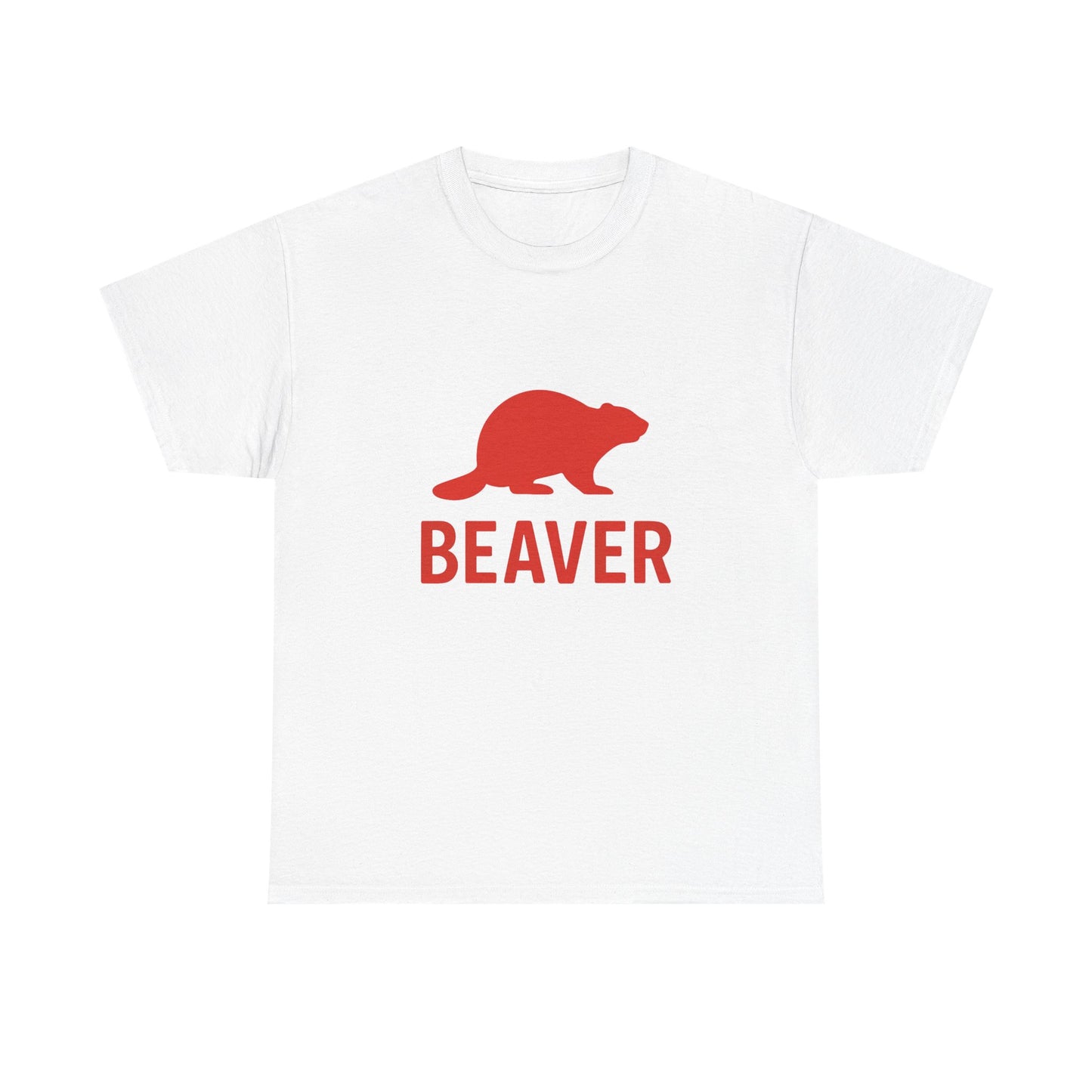 Beaver Graphic Tee — Minimal Red Beaver Silhouette Shirt
