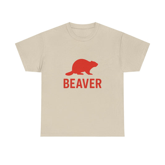 Beaver Graphic Tee — Minimal Red Beaver Silhouette Shirt