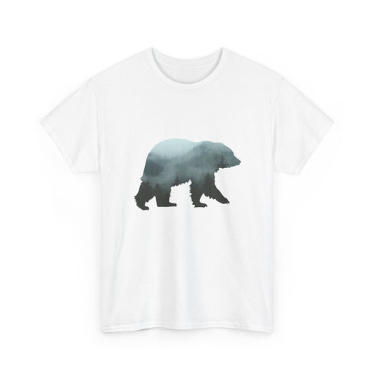 Mountain Landscape Bear Tee | Nature silhouette, forest wildlife design | Unisex Tee