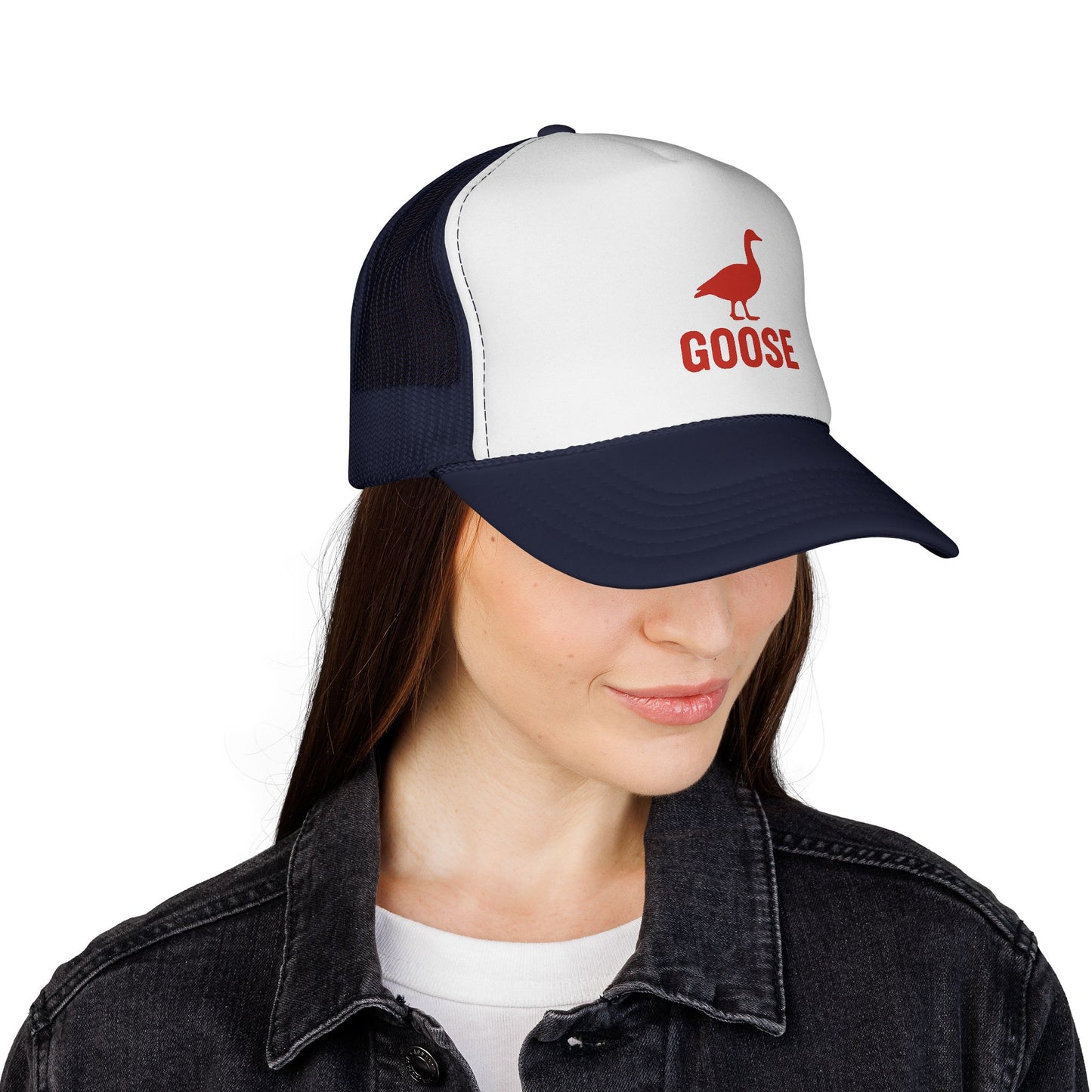 Red Goose Silhouette Trucker Cap | Embroidered Bird Logo