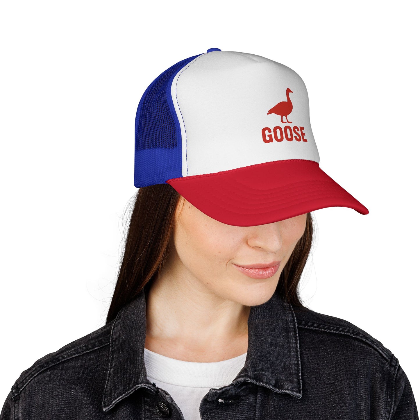 Red Goose Silhouette Trucker Cap | Embroidered Bird Logo